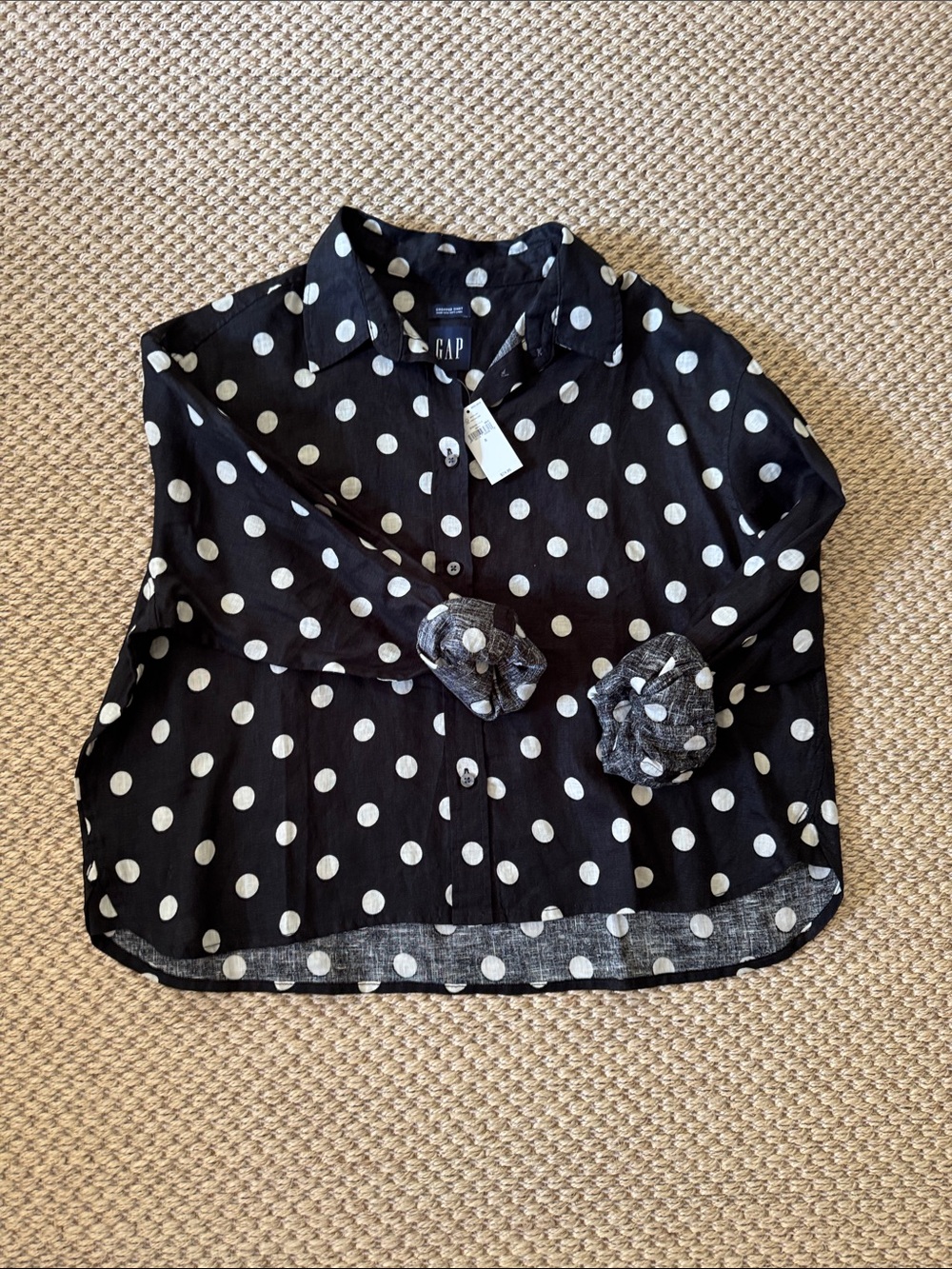 GAP Black and White Polka Dot Button-Down Shirt